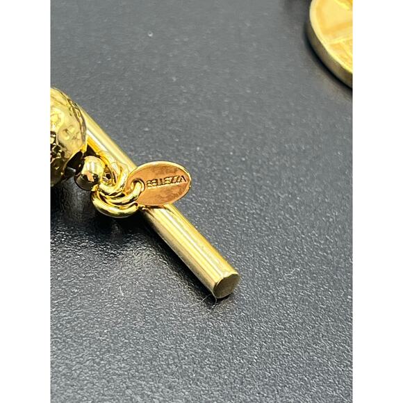 Bellezza Bronze Italy Fleur-de-lis Textured Beaded Toggle Charm Bracelet - Picture 4 of 9